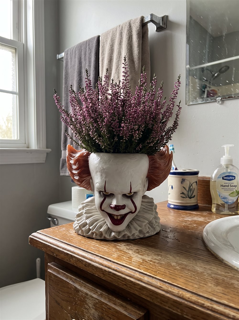 Customer photo of Pennywise planter on a bathroom counter